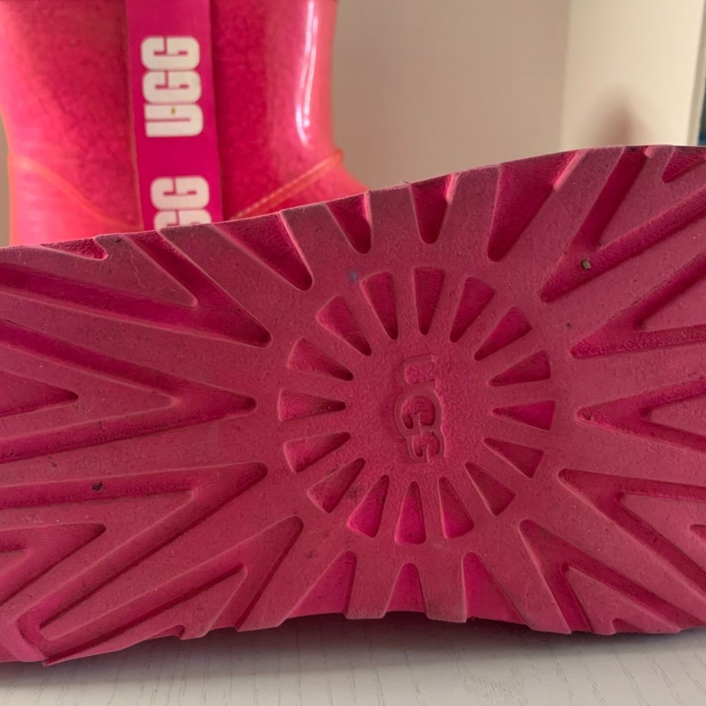 Hot Pink Waterproof Classic Clear Mini UGG Boots - Picture 6 of 6